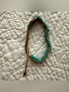 Turquoise Square Bead Stackable Boho Bracelet Adjustable Macramé Cord Handmade